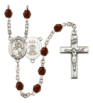 Silver-Plated 6mm Saint Joan of Arc / Air Force Rosary