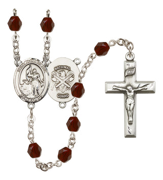 Silver-Plated 6mm Saint Joan of Arc / Nat'l Guard Rosary