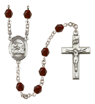 Silver Plated 6mm Fire Polished Saint Joshua Rosary in Garnet