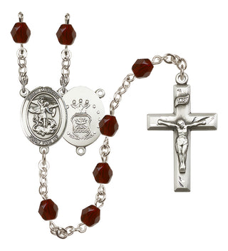 Silver-Plated 6mm Saint Michael / Air Force Rosary