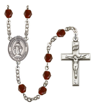 Virgen Milagrosa Rosary with Garnet Beads