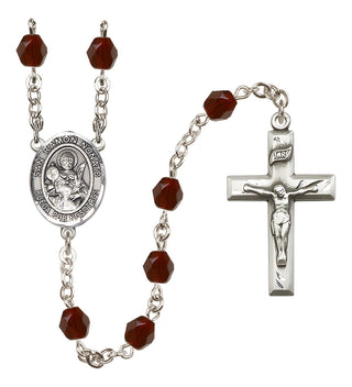 Silver Plated 6mm Fire Polished San Ramon Nonato Rosary in Garnet