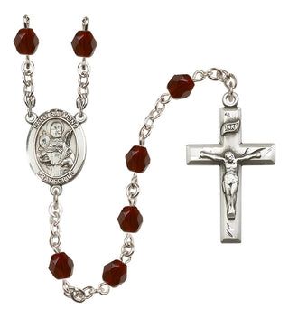 Silver Plated 6mm Fire Polished Saint Raymond Nonnatus Rosary in Garnet