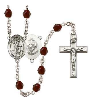 Silver-Plated 6mm Guardian Angel / Marine Corp Rosary