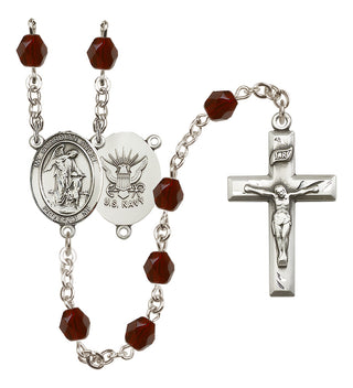 Silver-Plated 6mm Guardian Angel / Navy Rosary