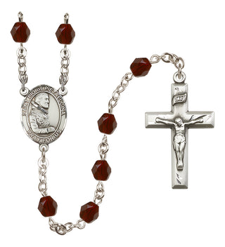 Silver Plated 6mm Fire Polished Saint Pio of Pietrelcina Rosary in Garnet