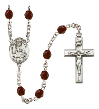 Silver Plated 6mm Fire Polished Saint Walburga Rosary in Garnet
