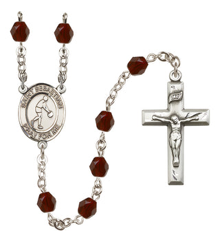 Silver-Plated 6mm Saint Sebastian/Basketball Rosary