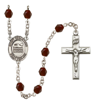 Silver-Plated 6mm Saint Sebastian/Swimming Rosary