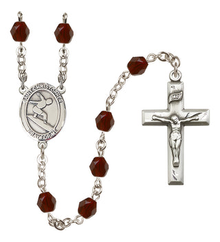 Silver-Plated 6mm Saint Christopher/Surfing Rosary