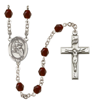 Silver-Plated 6mm Saint Sebastian / Motorcycle Rosary