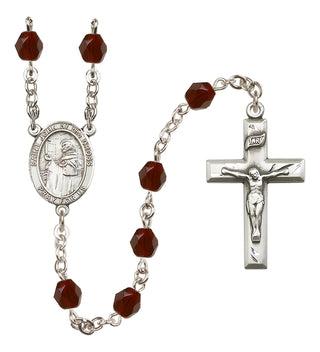 Silver Plated 6mm Fire Polished Saint John of the Cross Rosary in Garnet