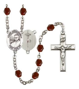Saint John Paul II Rosary with Garnet Beads