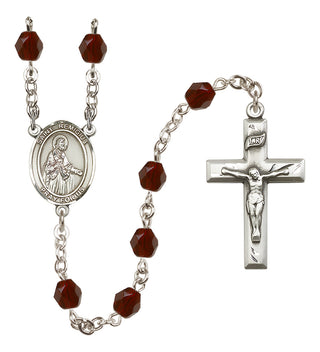 Silver Plated 6mm Fire Polished Saint Remigius of Reims Rosary in Garnet
