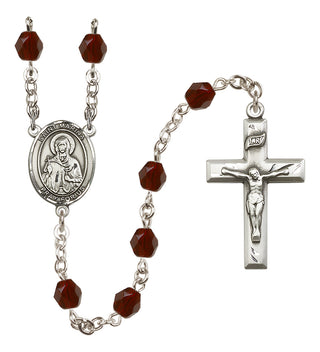 Silver Plated 6mm Fire Polished Saint Marina Rosary in Garnet