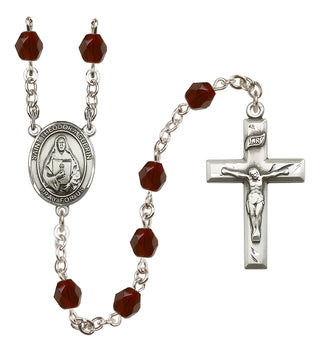 Silver-Plated 6mm Saint Theodora  Engraved Catholic Rosaries