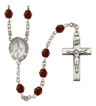 Silver Plated 6mm Fire Polished Saint Anthony Mary Claret Rosary in Garnet