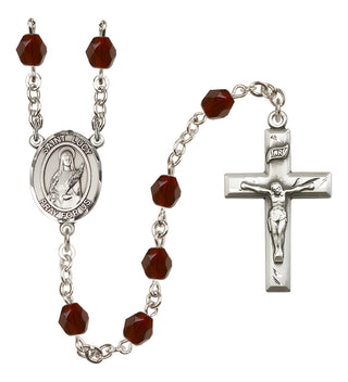 Silver Plated 6mm Fire Polished Saint Lucy Rosary in Garnet