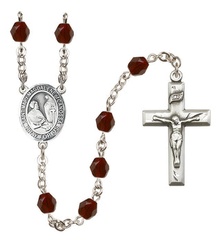 Silver Plated 6mm Fire Polished Saint Mary Magdalene of Canossa Rosary in Garnet