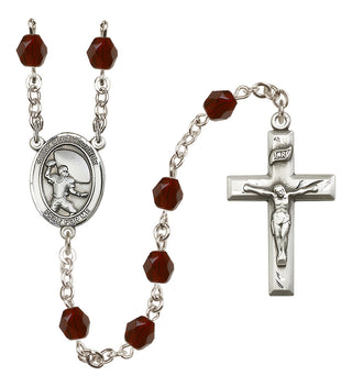 Silver-Plated 6mm Saint Christopher / Football Rosary