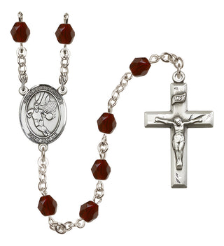 Silver-Plated 6mm Saint Christopher/Basketball Rosary