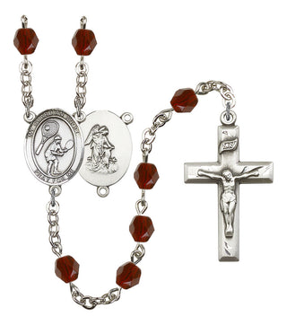 Guardian Angel and Tennis Rosary with Garnet Beads