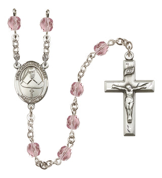 Silver-Plated 6mm Saint Katharine Drexel  Engraved Catholic Rosaries