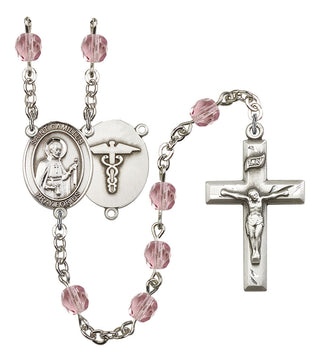 Saint Camillus of Lellis and Nurse Rosary with Light Amethyst Beads