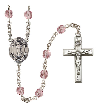 Silver Plated 6mm Fire Polished San Francis Rosary in Light Amethyst