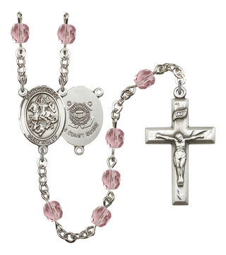 Saint George and Coast Guard Rosary with Light Amethyst Beads