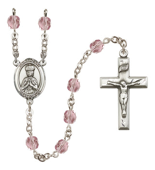 Silver Plated 6mm Fire Polished Saint Henry II Rosary in Light Amethyst