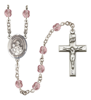 Silver Plated 6mm Fire Polished San Jose Rosary in Light Amethyst