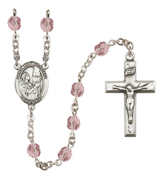 Silver Plated 6mm Fire Polished Saint Mary Magdalene Rosary in Light Amethyst