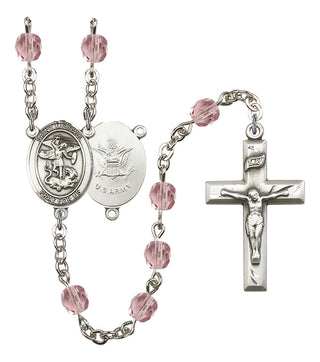 Saint Michael and Army Rosary with Light Amethyst Beads