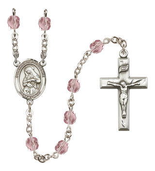 Silver Plated 6mm Fire Polished Our Lady of Providence Rosary in Light Amethyst