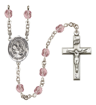 Silver Plated 6mm Fire Polished San Ramon Nonato Rosary in Light Amethyst