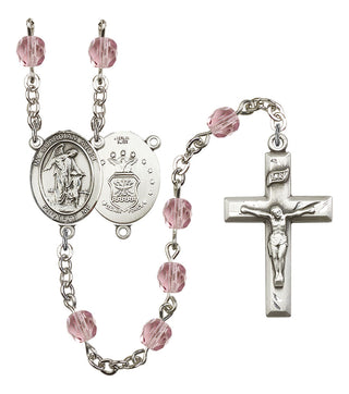 Guardian Angel and Air Force Rosary with Light Amethyst Beads