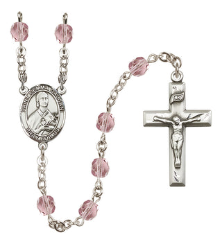 Silver Plated 6mm Fire Polished Saint Gemma Galgani Rosary in Light Amethyst