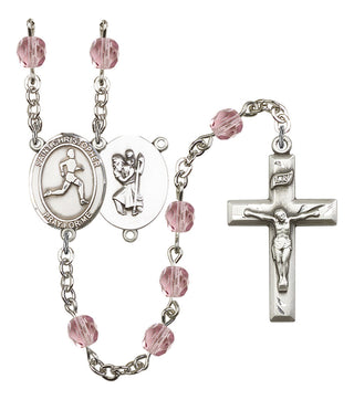 Saint Christopher and Track & Field Rosary with Light Amethyst Beads