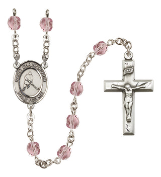 Silver-Plated 6mm Saint Christopher/Ice Hockey Rosary