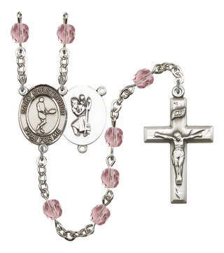 Saint Christopher and Tennis Rosary with Light Amethyst Beads