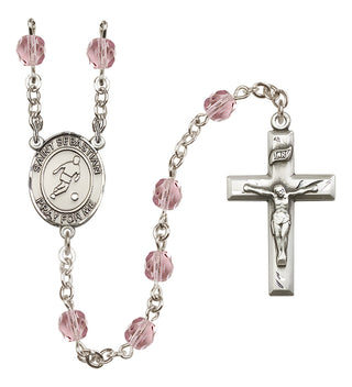 Silver-Plated 6mm Saint Sebastian/Soccer Rosary