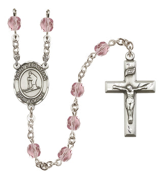 Silver-Plated 6mm Saint Sebastian/Skiing Rosary