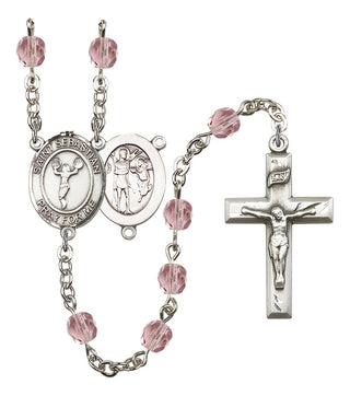 Saint Sebastian and Cheerleading Rosary with Light Amethyst Beads