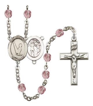 Saint Sebastian and Gymnastics Rosary with Light Amethyst Beads