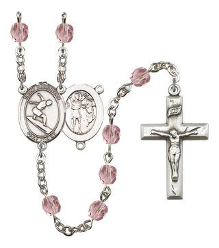 Saint Sebastian and Surfing Rosary with Light Amethyst Beads