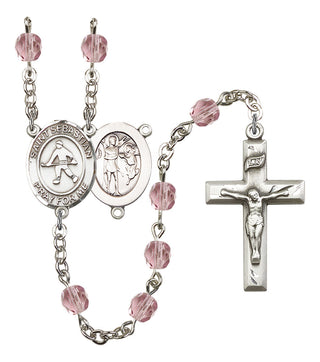 Saint Sebastian and Field Hockey Rosary with Light Amethyst Beads