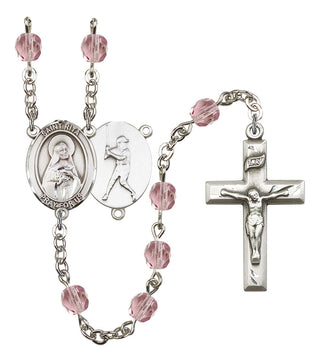 Saint Rita and Baseball Rosary with Light Amethyst Beads