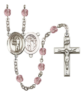 Saint Sebastian and Archery Rosary with Light Amethyst Beads