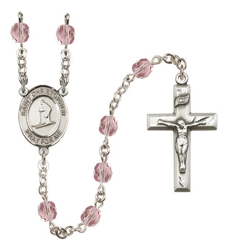 Silver-Plated 6mm Saint Christopher / Skiing Rosary